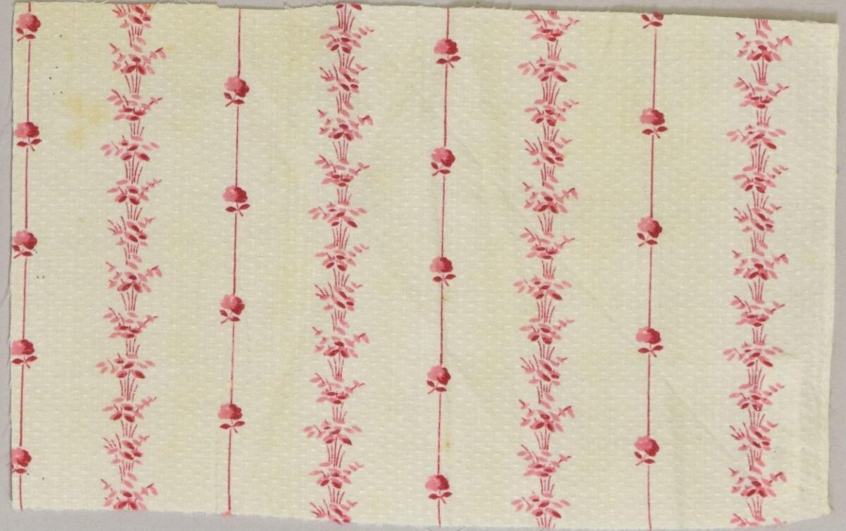 Vintage Pink Floral Stripe Fabric