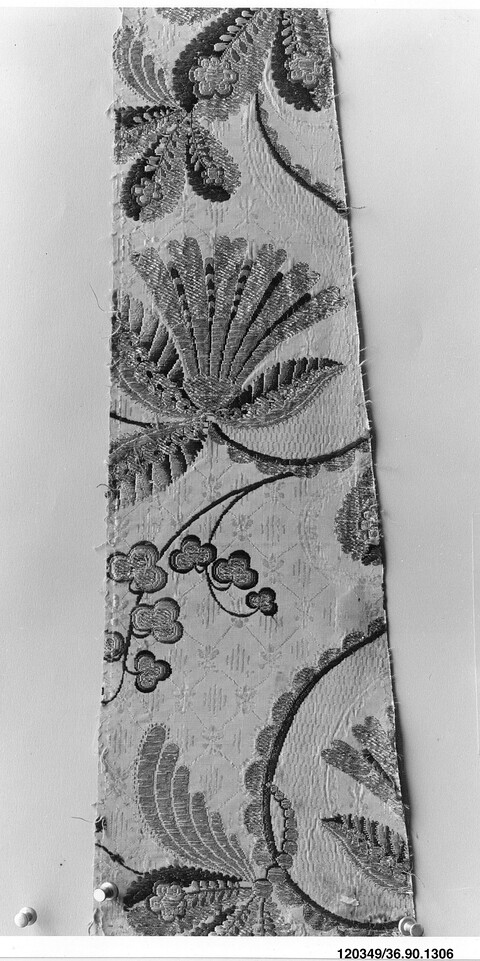 Antique Floral Woven Textile Fragment