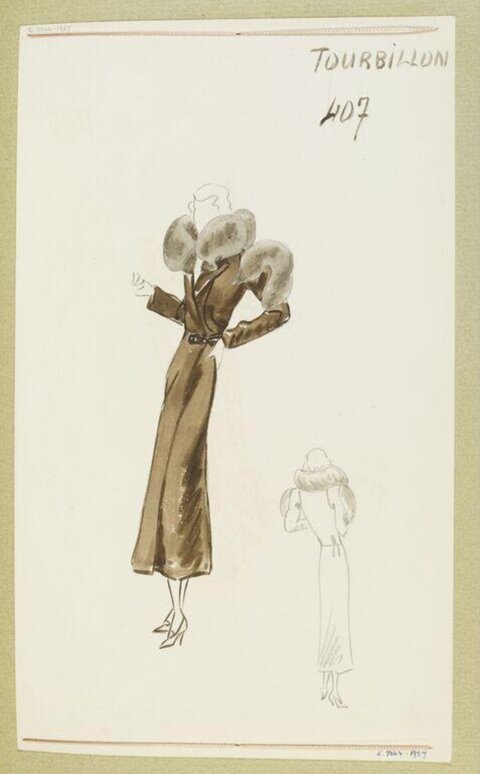 Vintage Long Coat Fashion Sketch