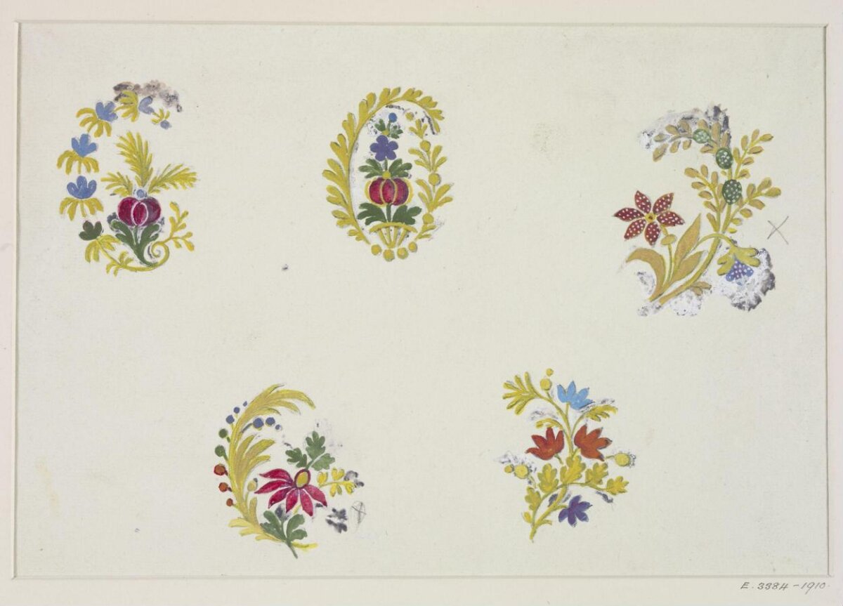 Five Floral Decorative Design Sketches