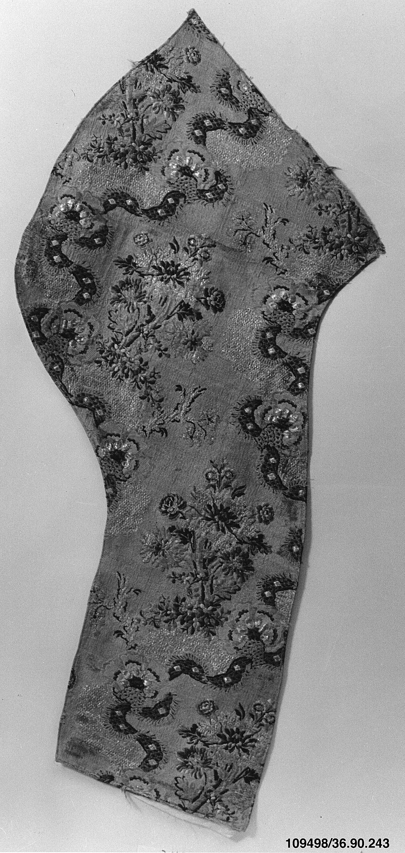 Antique Floral Pattern Textile Fragment