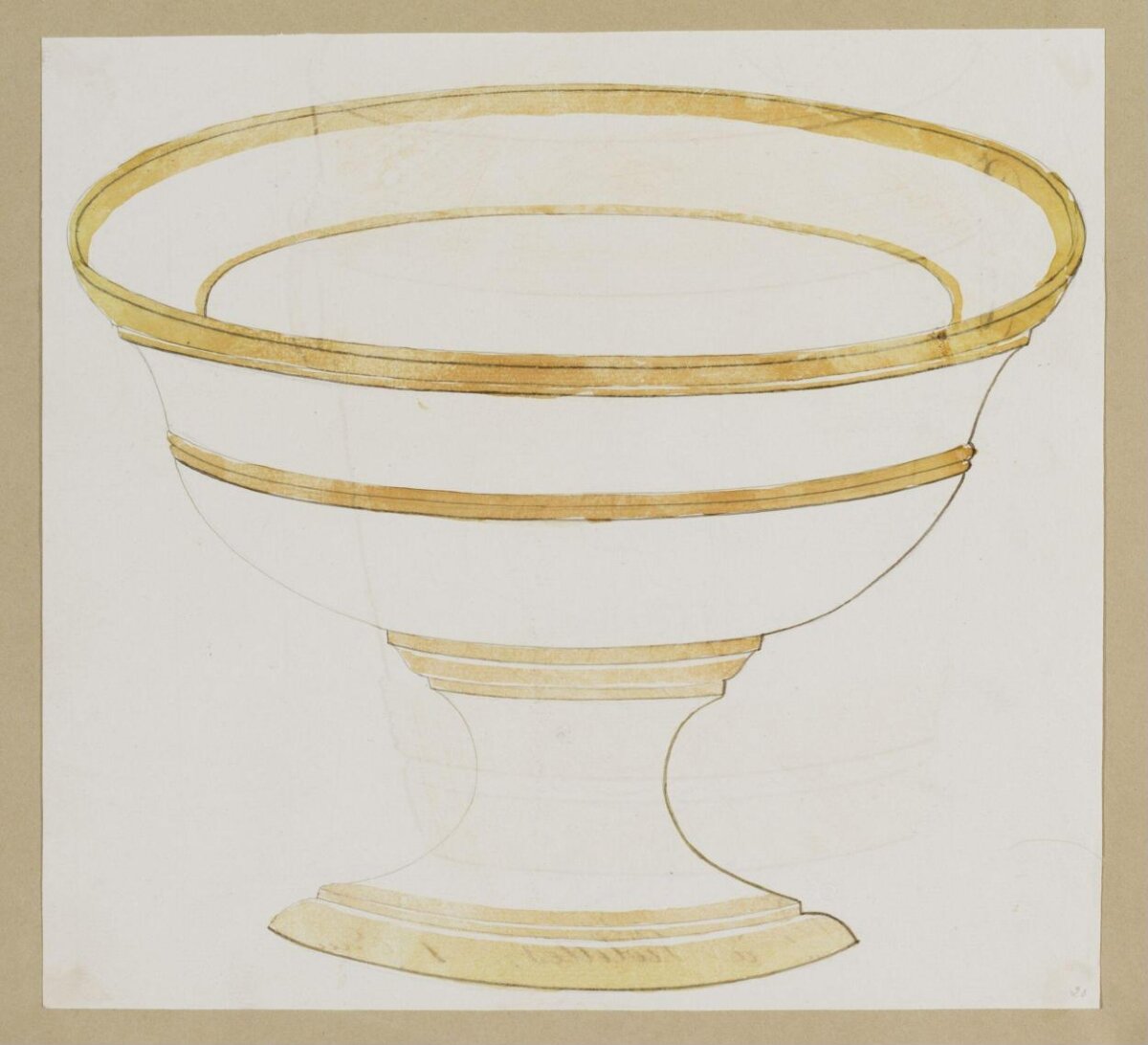 Sketch of a Gold Trimmed Footed Bowl