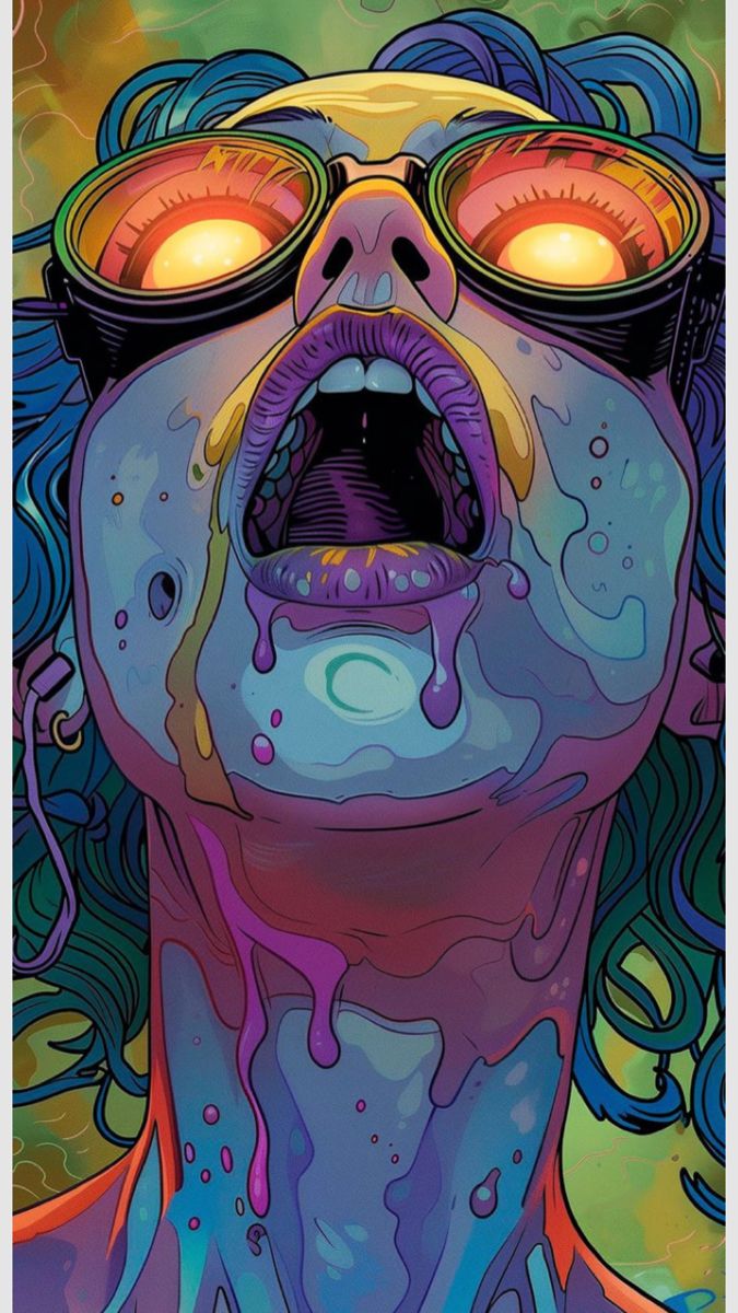 Psychedelic Portrait with Glowing Goggles