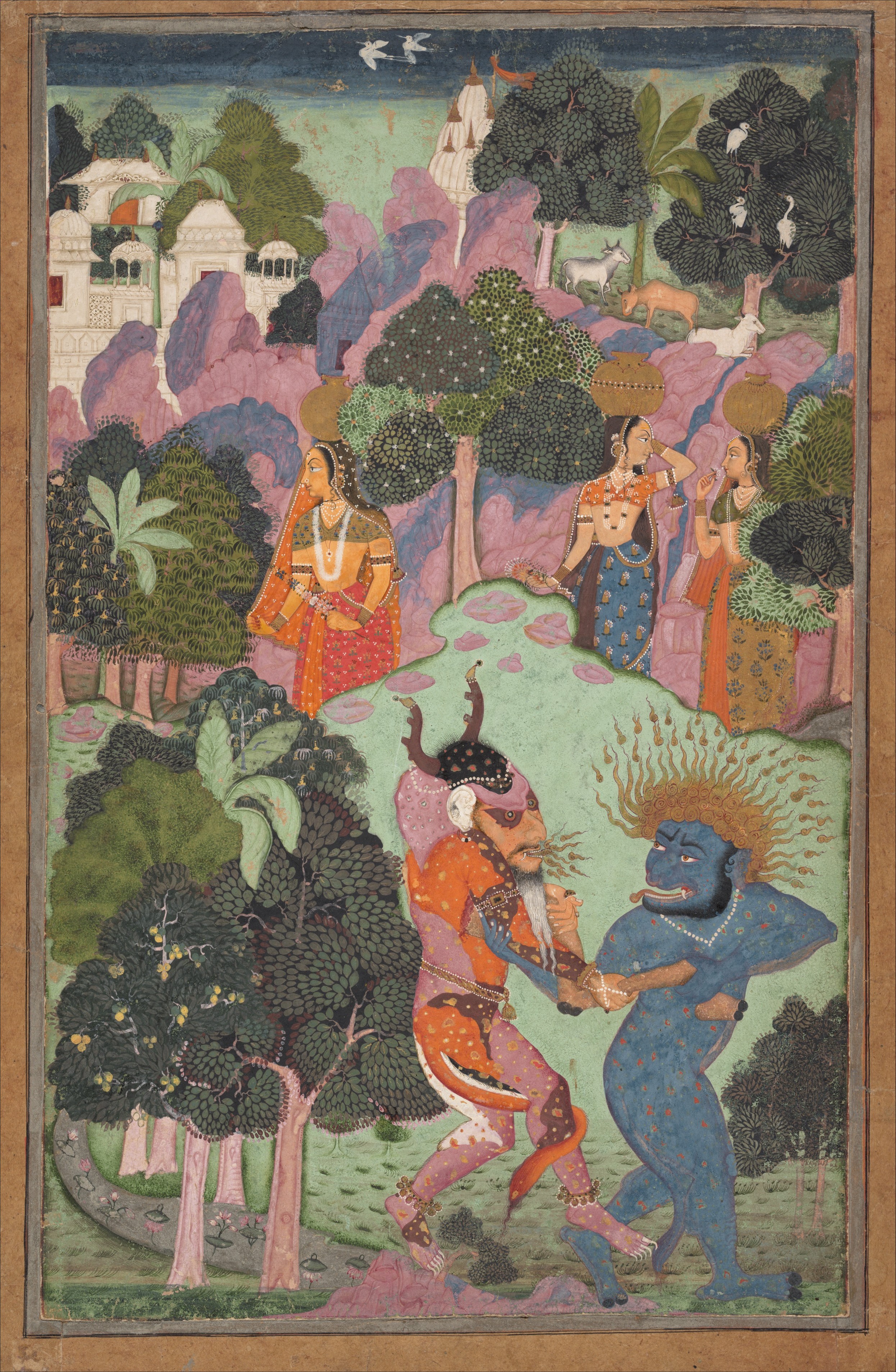 Demon Fight Indian Miniature Painting