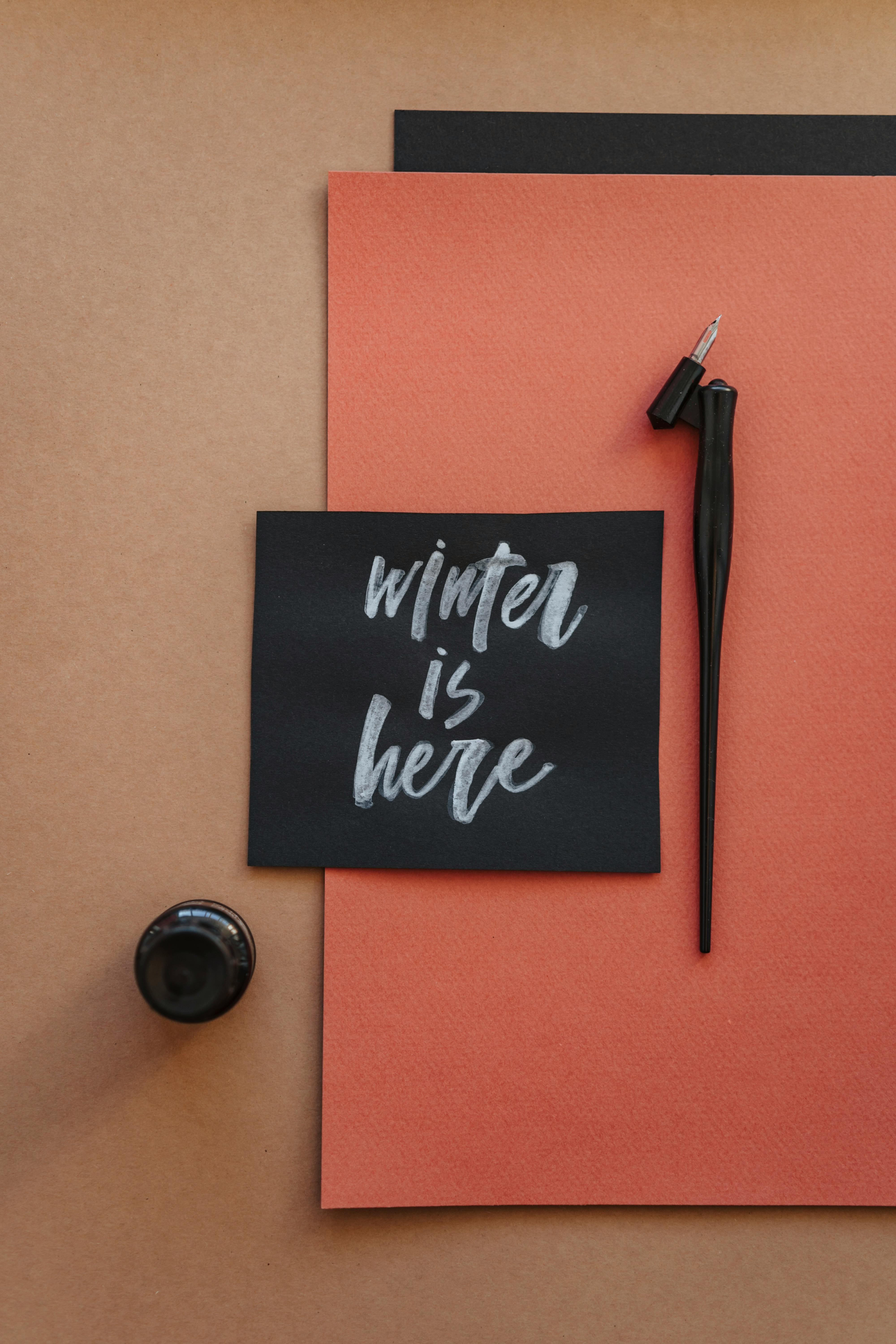 Winter Is Here Hand Lettering Flat Lay
