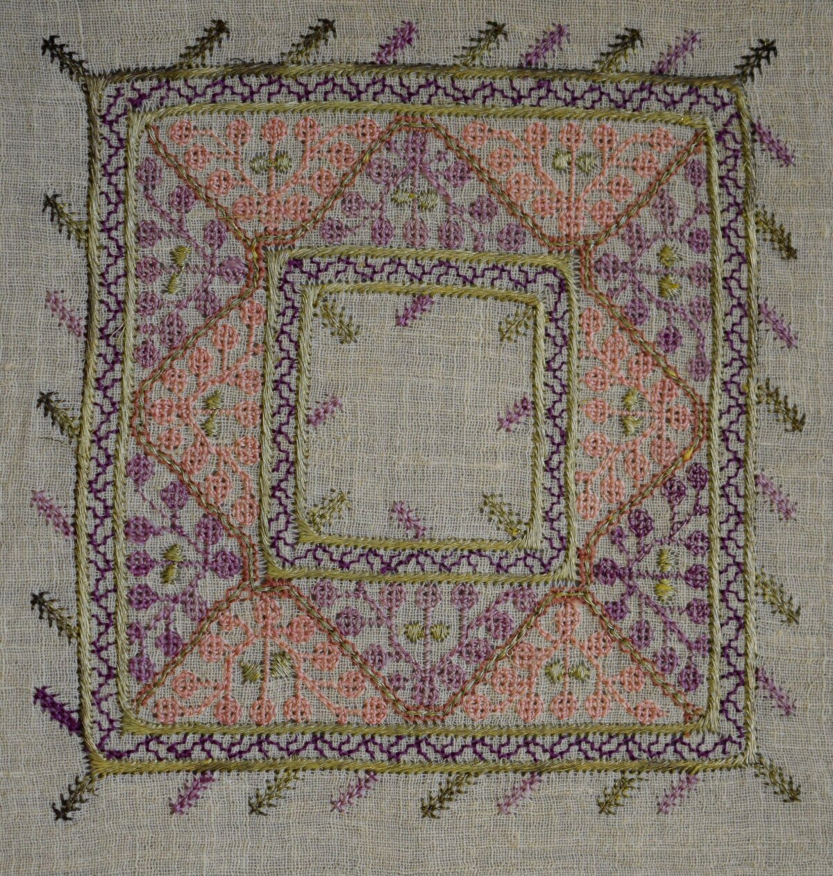 Square Floral Hand Embroidery