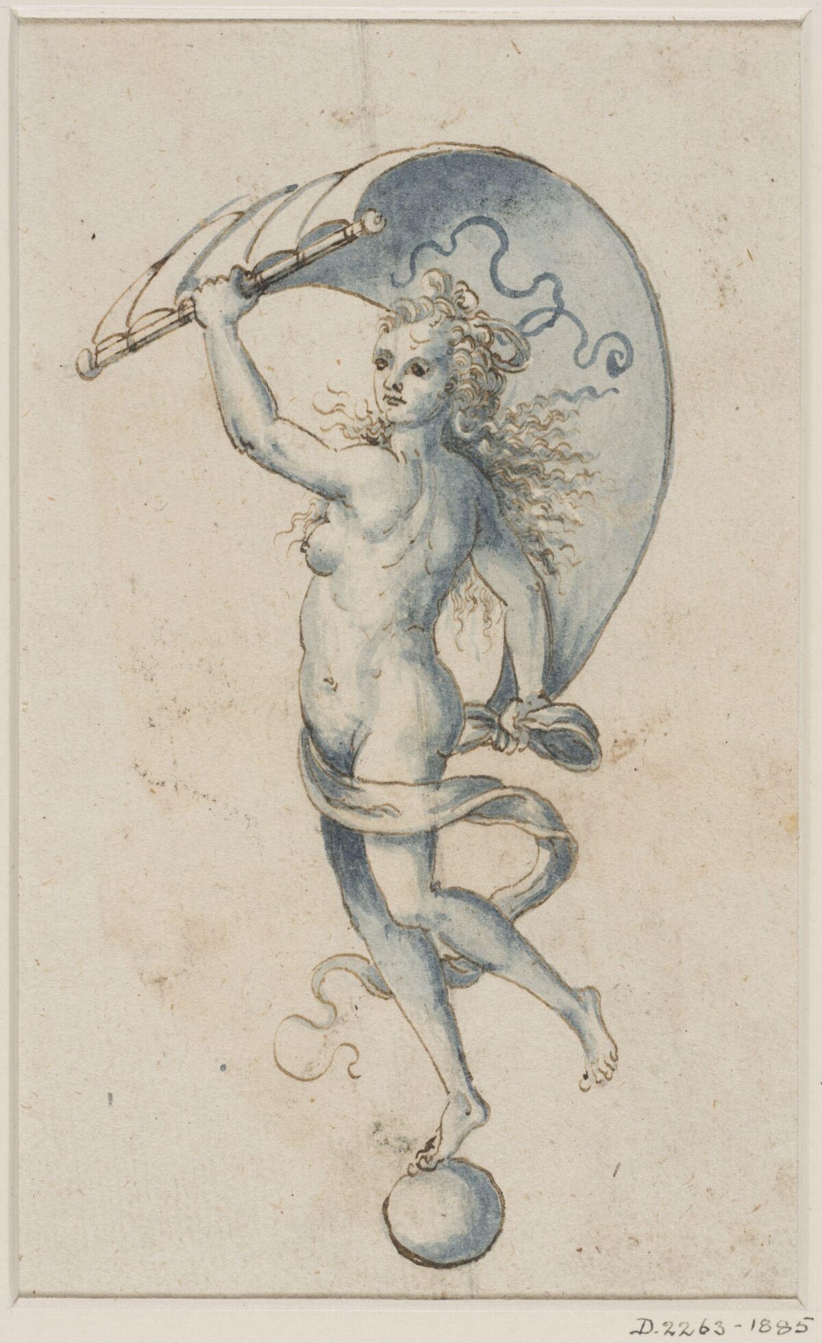 Ink Sketch of Allegorical Female Figure