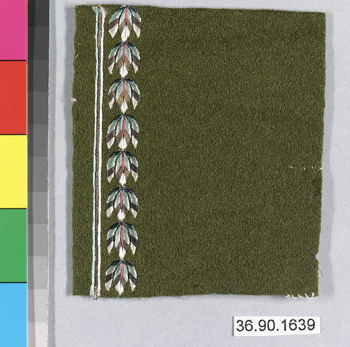 Embroidered Green Wool Fabric Sample