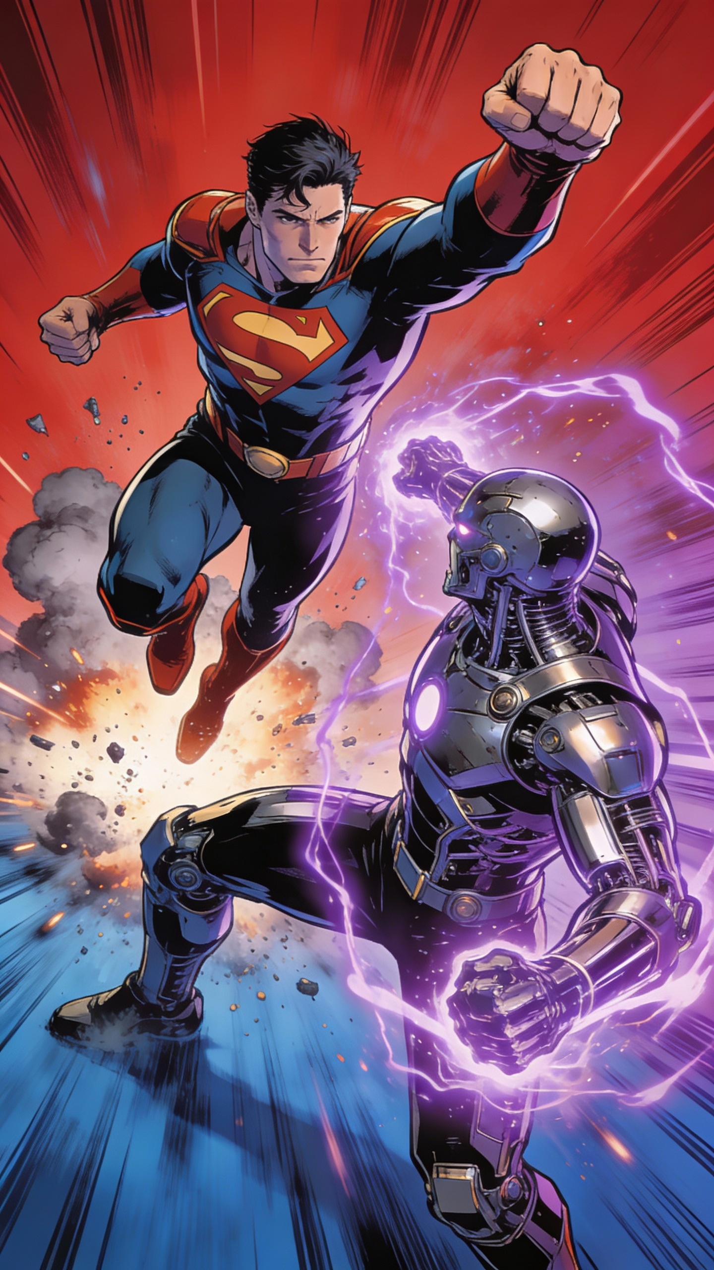 Superman Battles Robotic Villain
