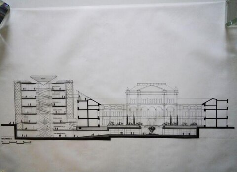 Hand-drawn Architectural Section Drawing