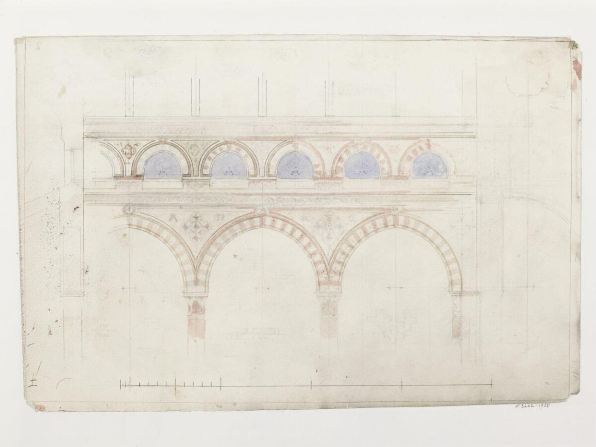 Two-Tier Arched Arcade Architectural Drawing