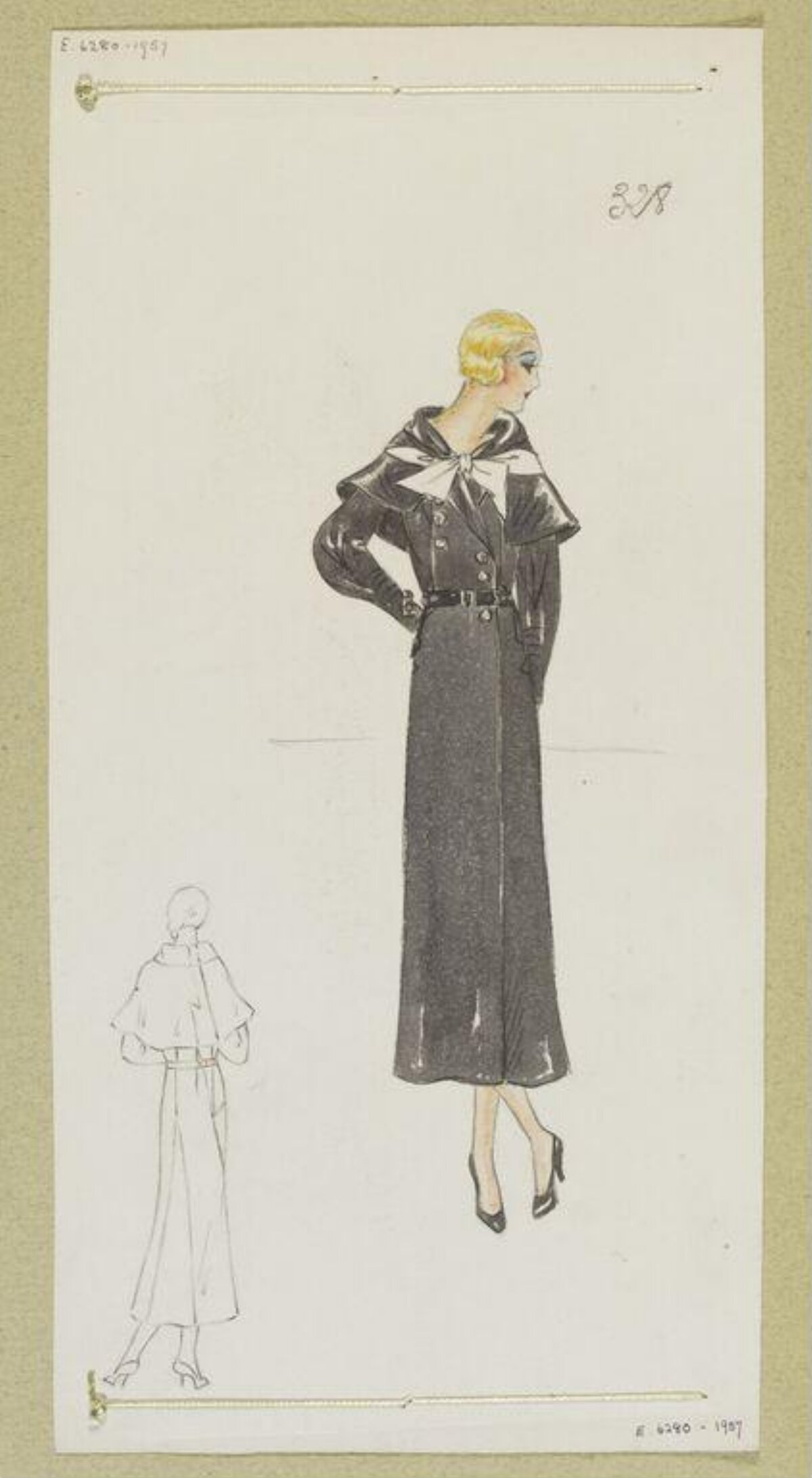 1930s Women's Coat Fashion Sketch