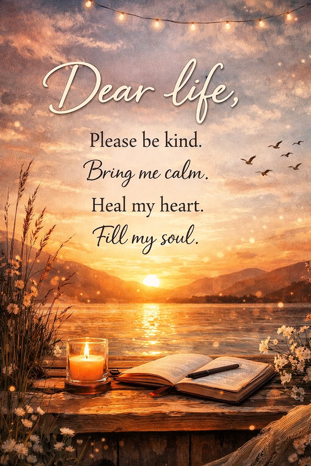 Dear Life Inspirational Quote at Sunset