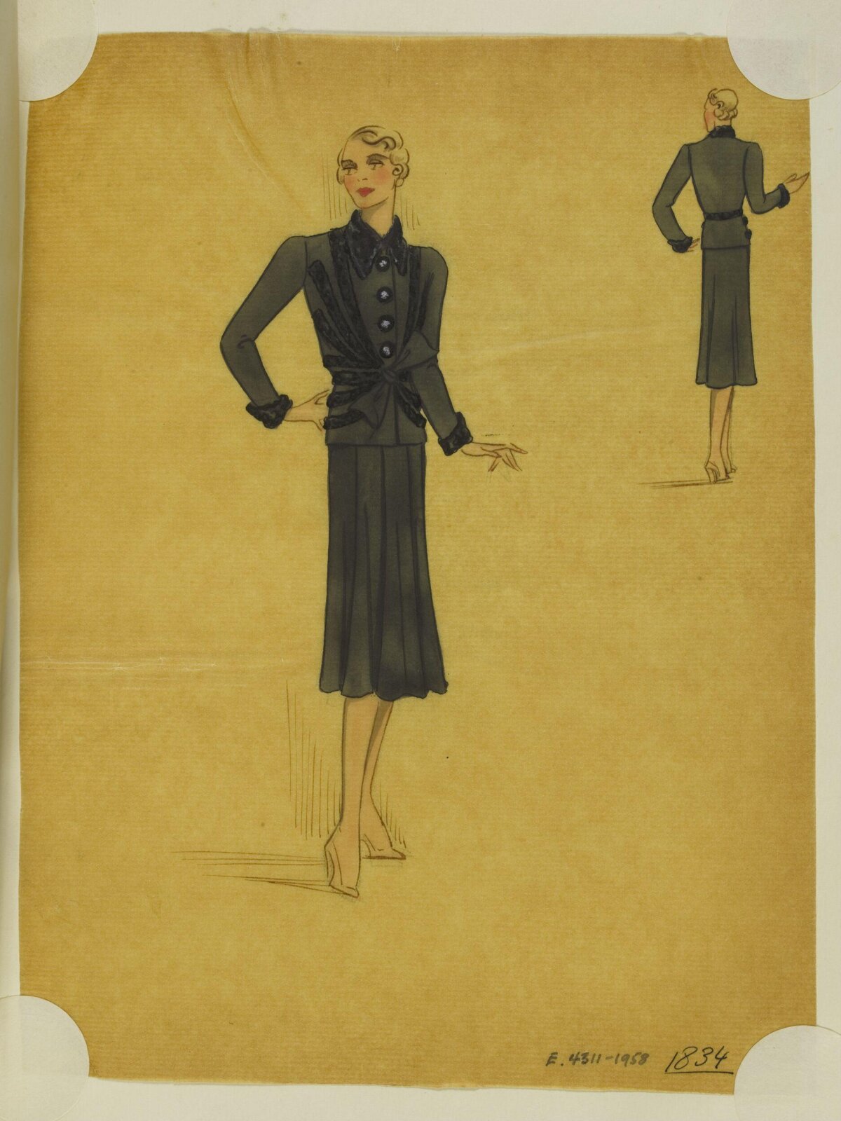 1930s Women's Suit Fashion Sketch