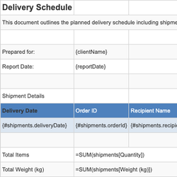 Delivery Schedule