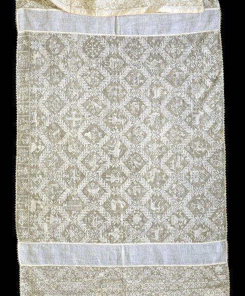 Vintage Handmade Lace Embroidered Textile