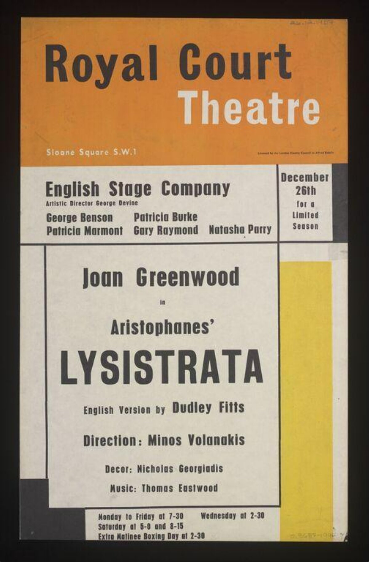 Royal Court Theatre Lysistrata Play Poster