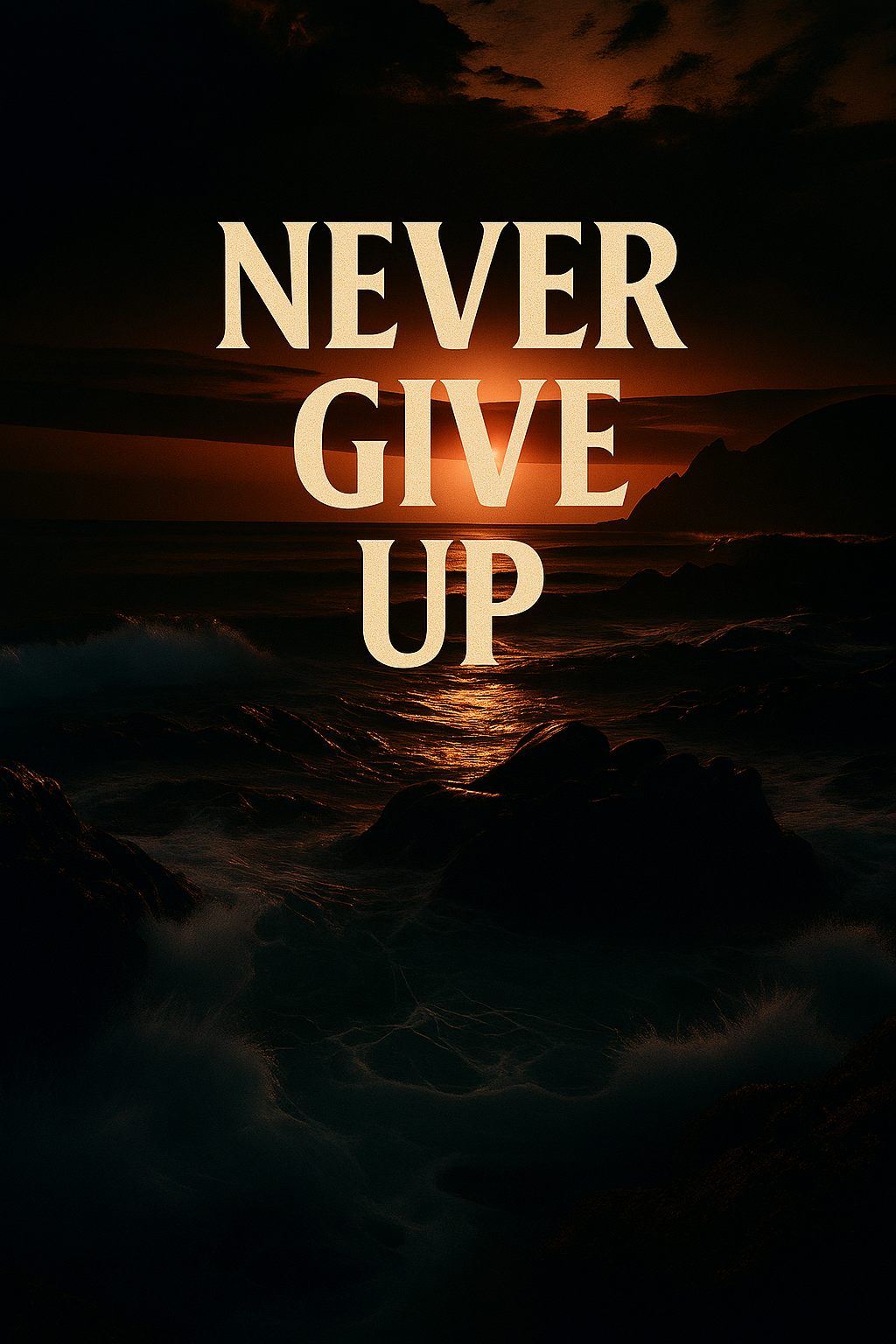Never Give Up Motivational Seascape