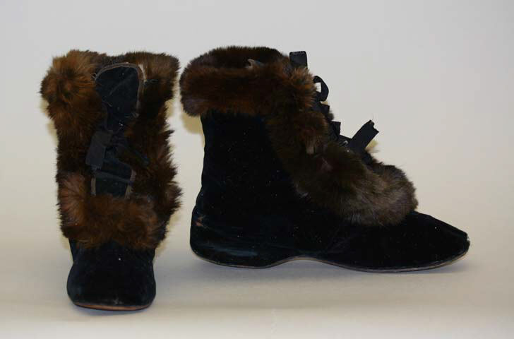 Pair of Fur Trimmed Black Ankle Boots