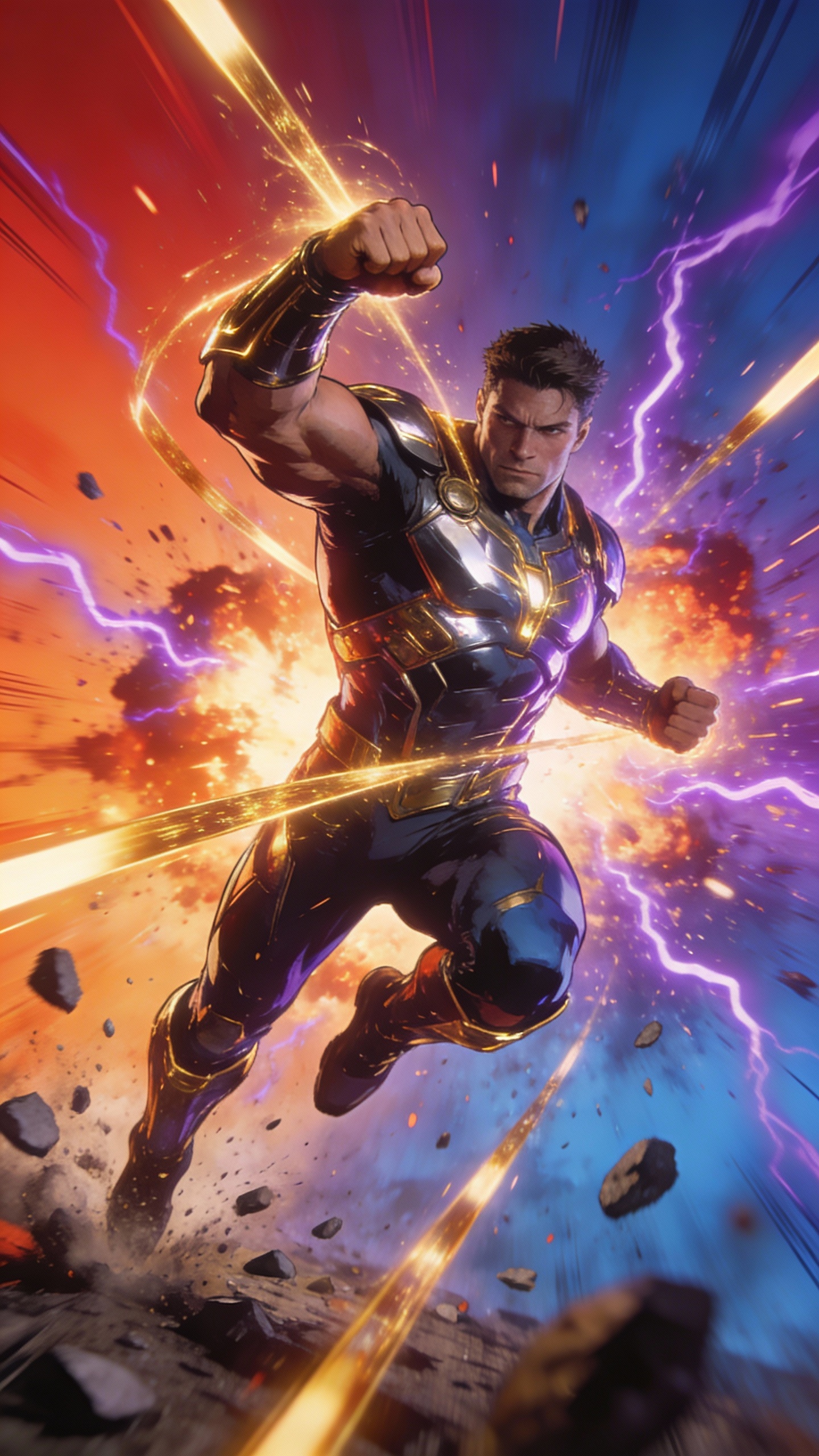 Charging Superhero in Battle