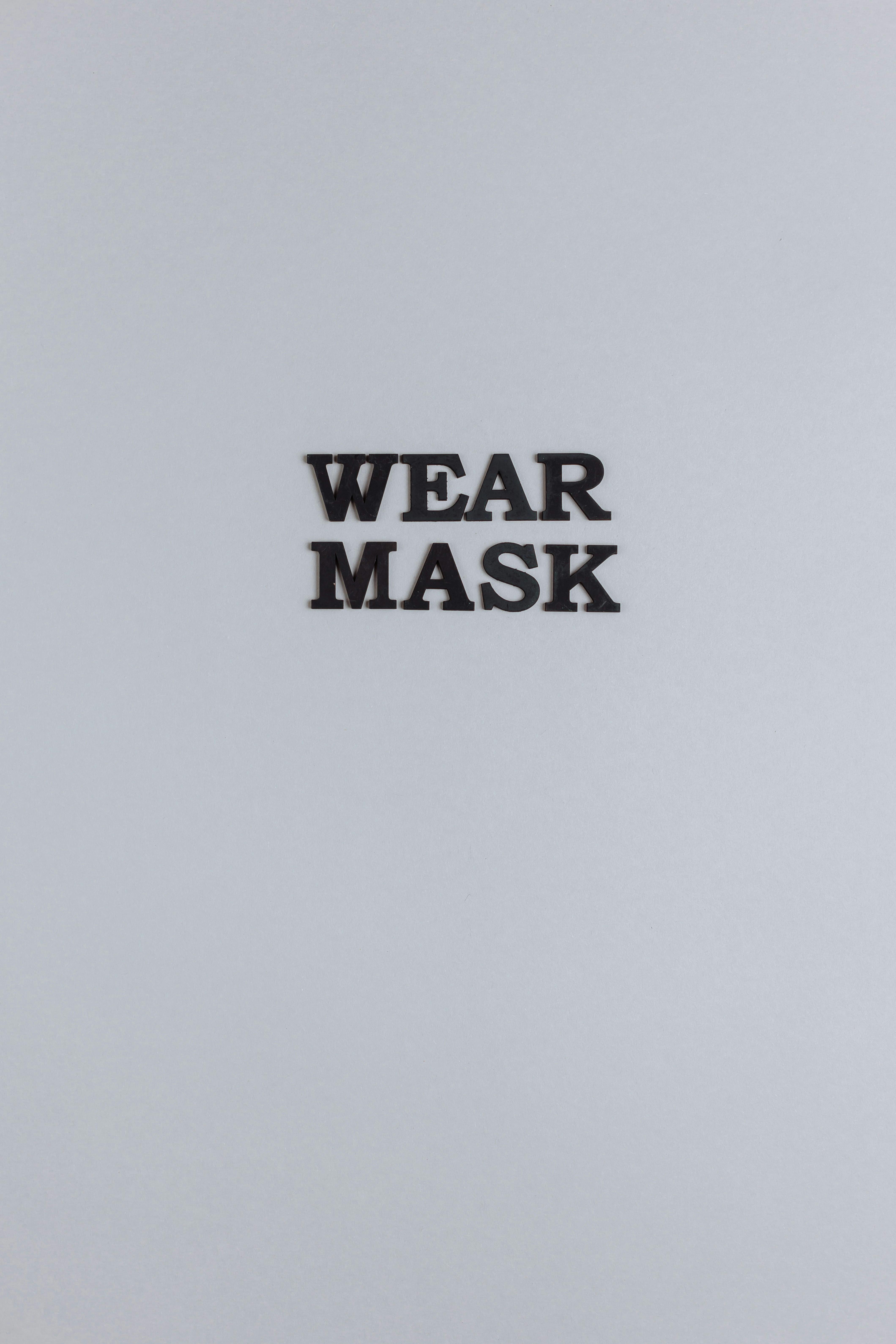 Wear Mask Text on Plain Gray Background