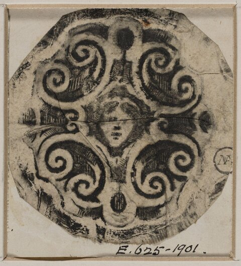 Decorative Carving Rubbing with Human Face