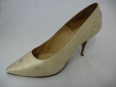Beige Rhinestone Embellished High Heel