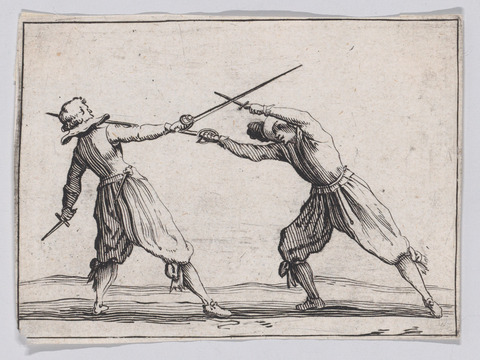 Two Fencers Dueling with Swords