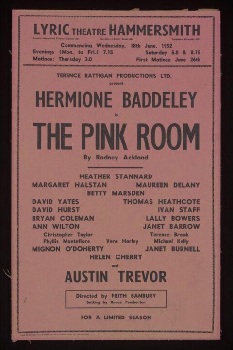 1952 The Pink Room Theatre Playbill