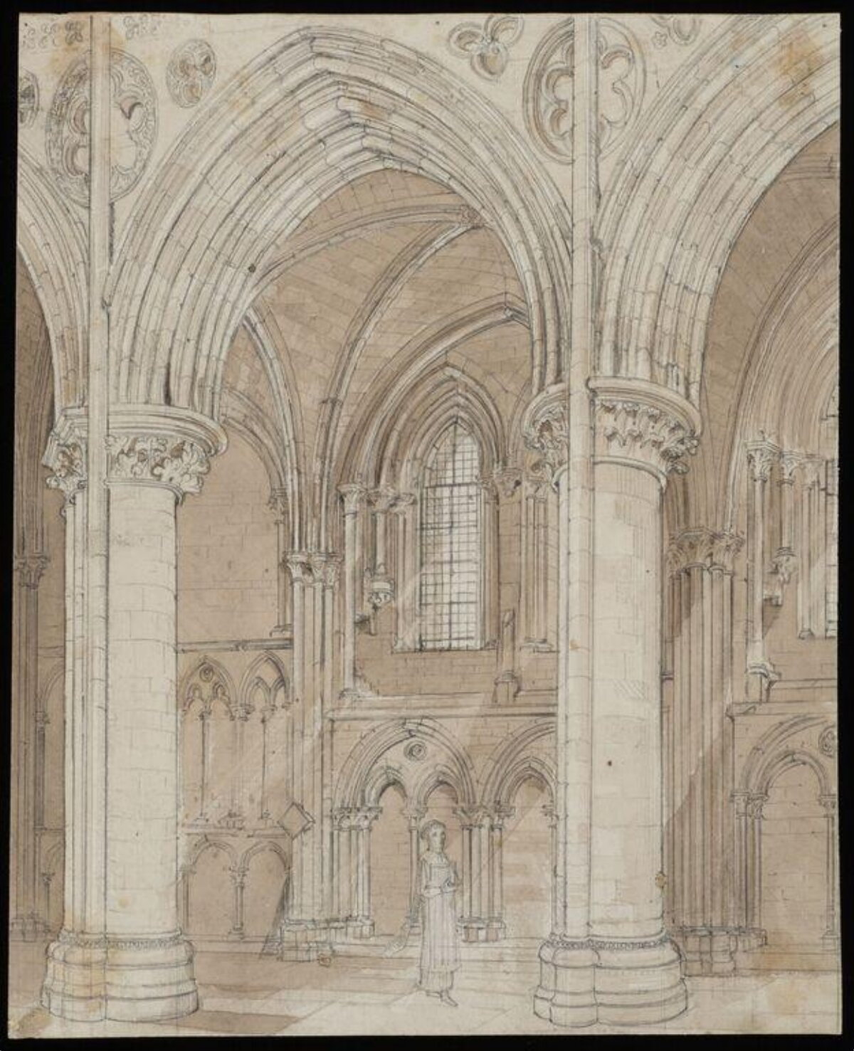 Gothic Church Interior Sketch