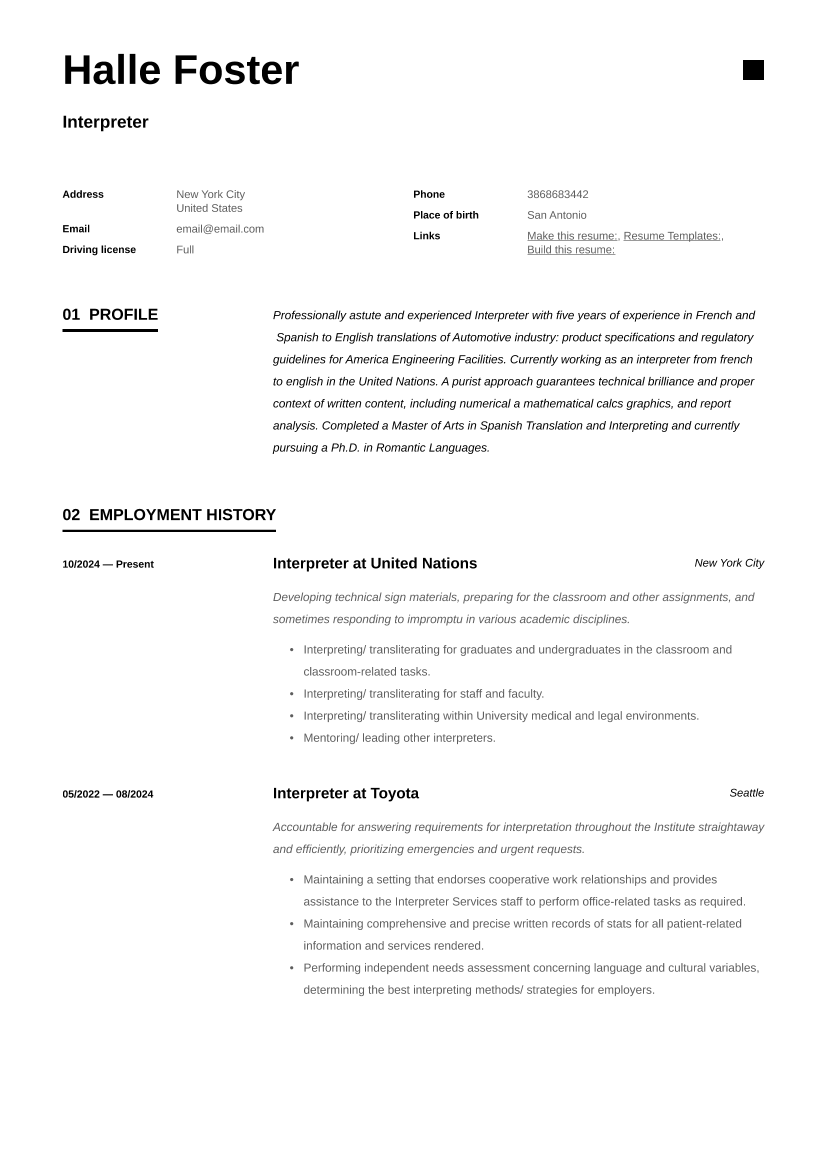 Interpreter Resume Samples & Guide_16