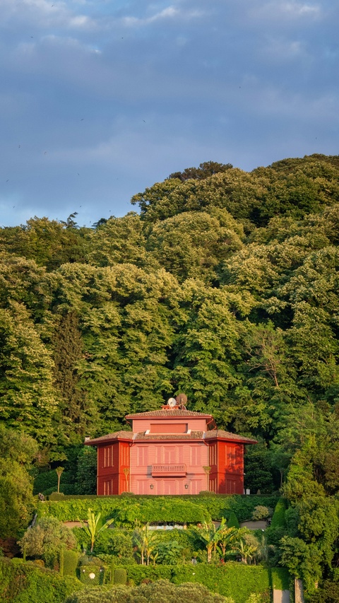 Red House on Forested Hillside