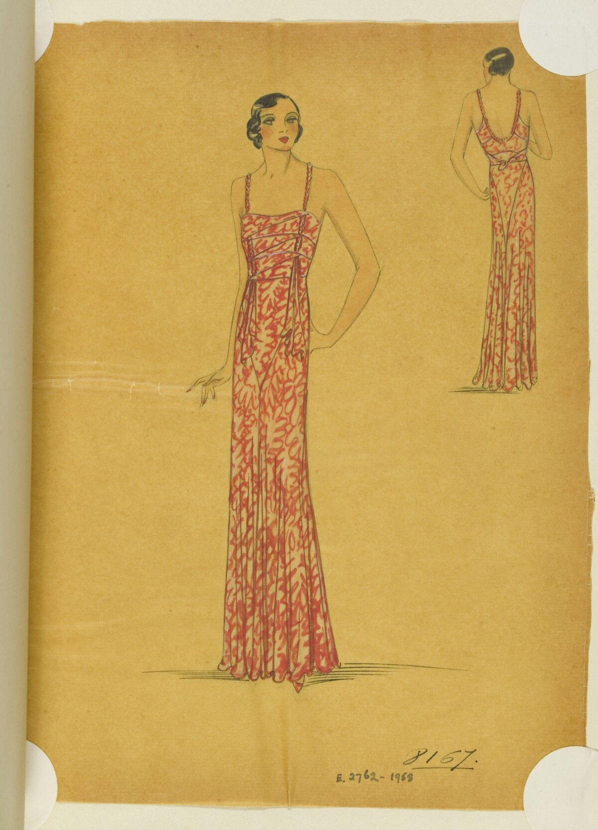Vintage Evening Gown Fashion Sketch