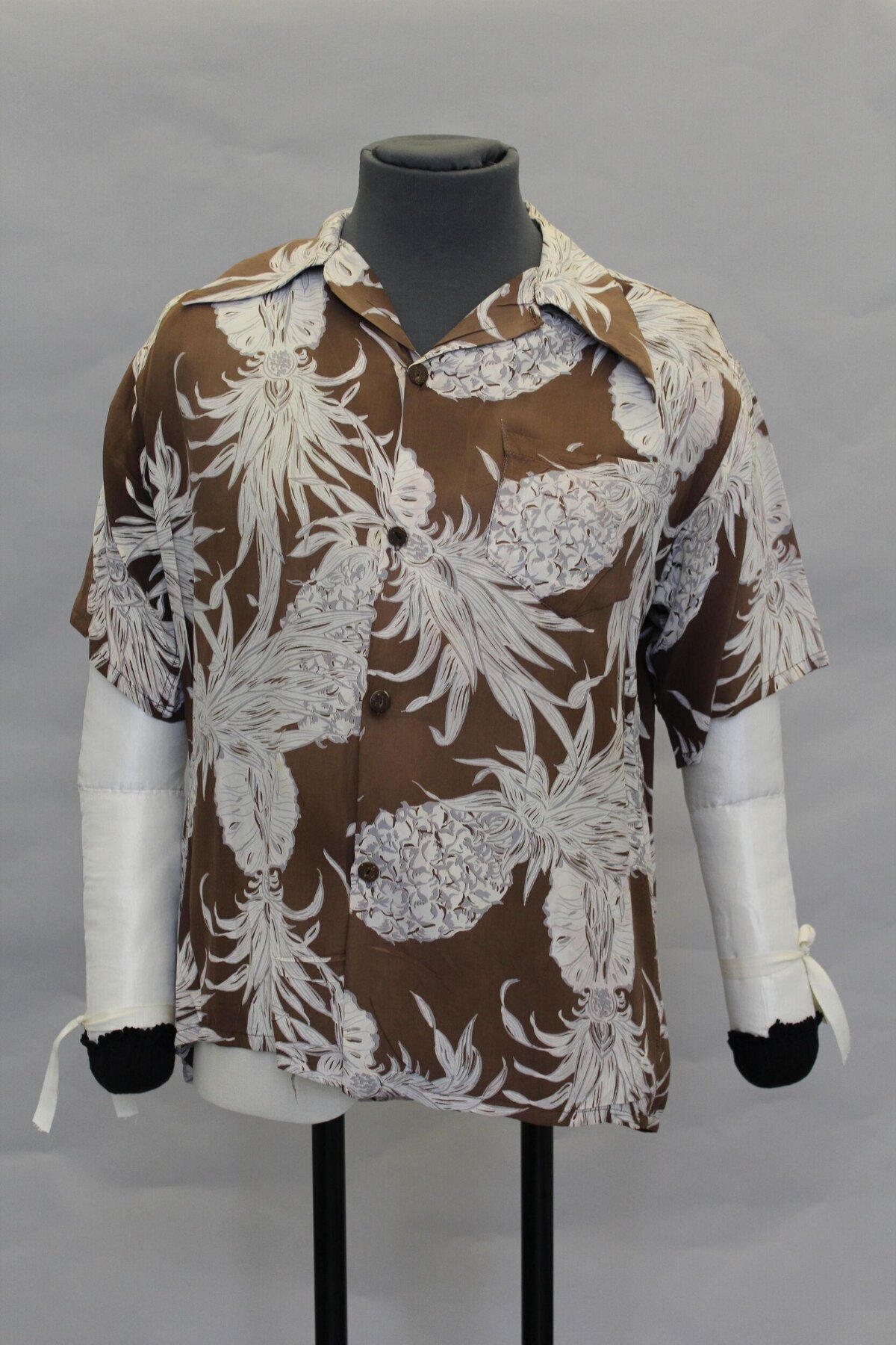 Brown Pineapple Print Hawaiian Shirt