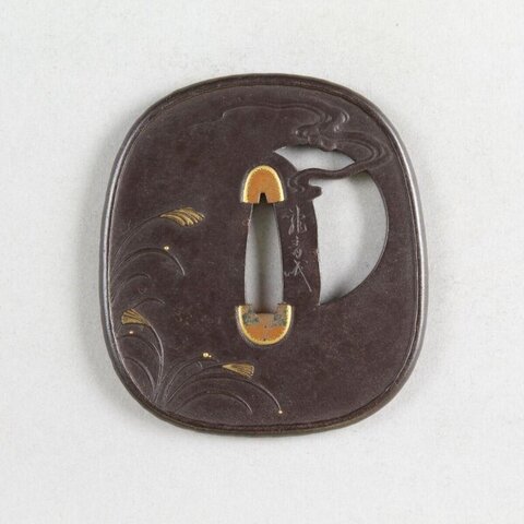 Carved Iron Japanese Sword Guard