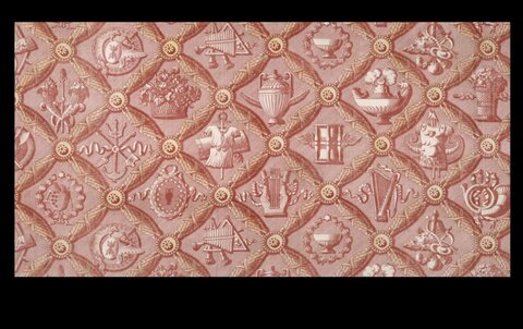 Antique Emblem Grid Pattern Wallpaper