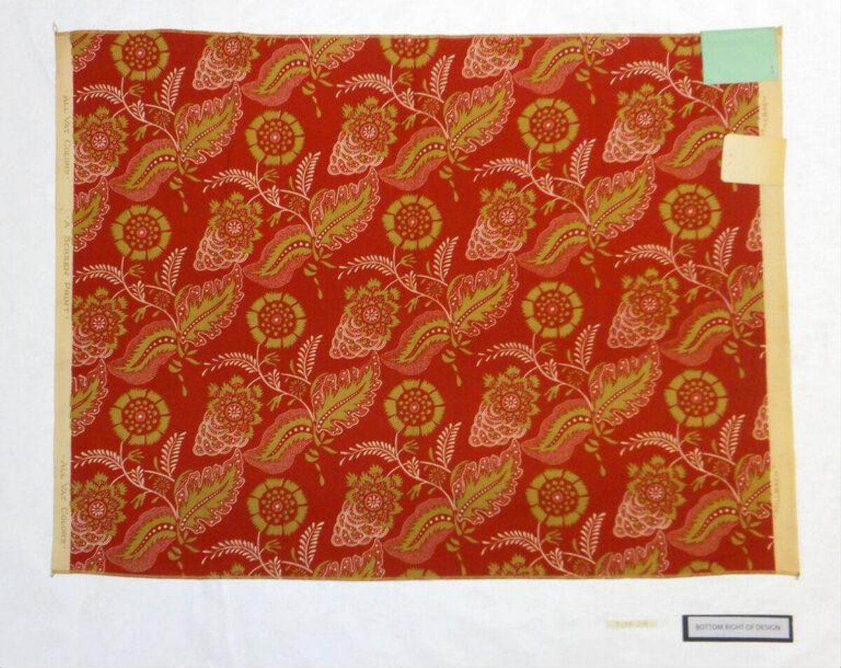 Red Floral Printed Fabric Sample
