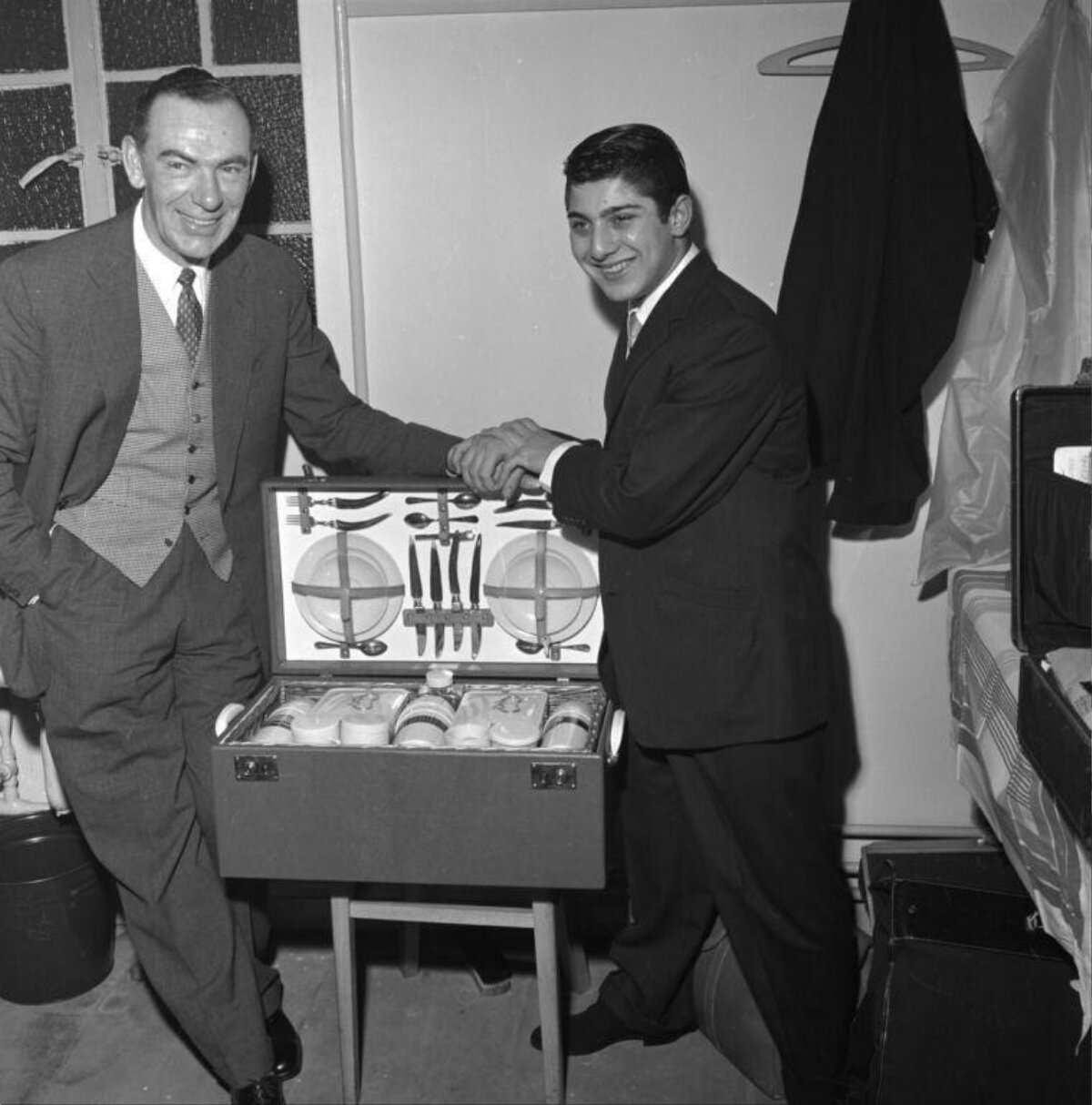 Two Men With Portable Picnic Set