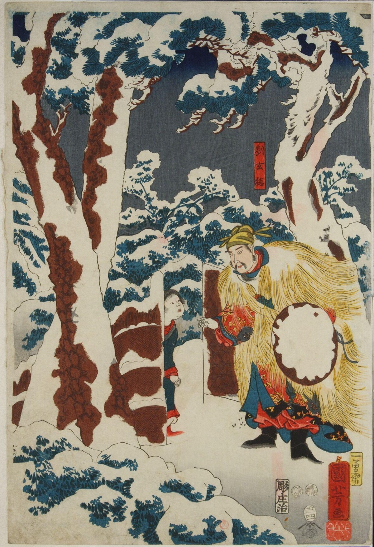 Ukiyo-e of Liu Xuande in Snow
