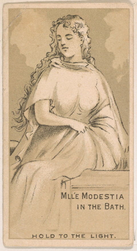 Mlle Modestia In The Bath Vintage Card
