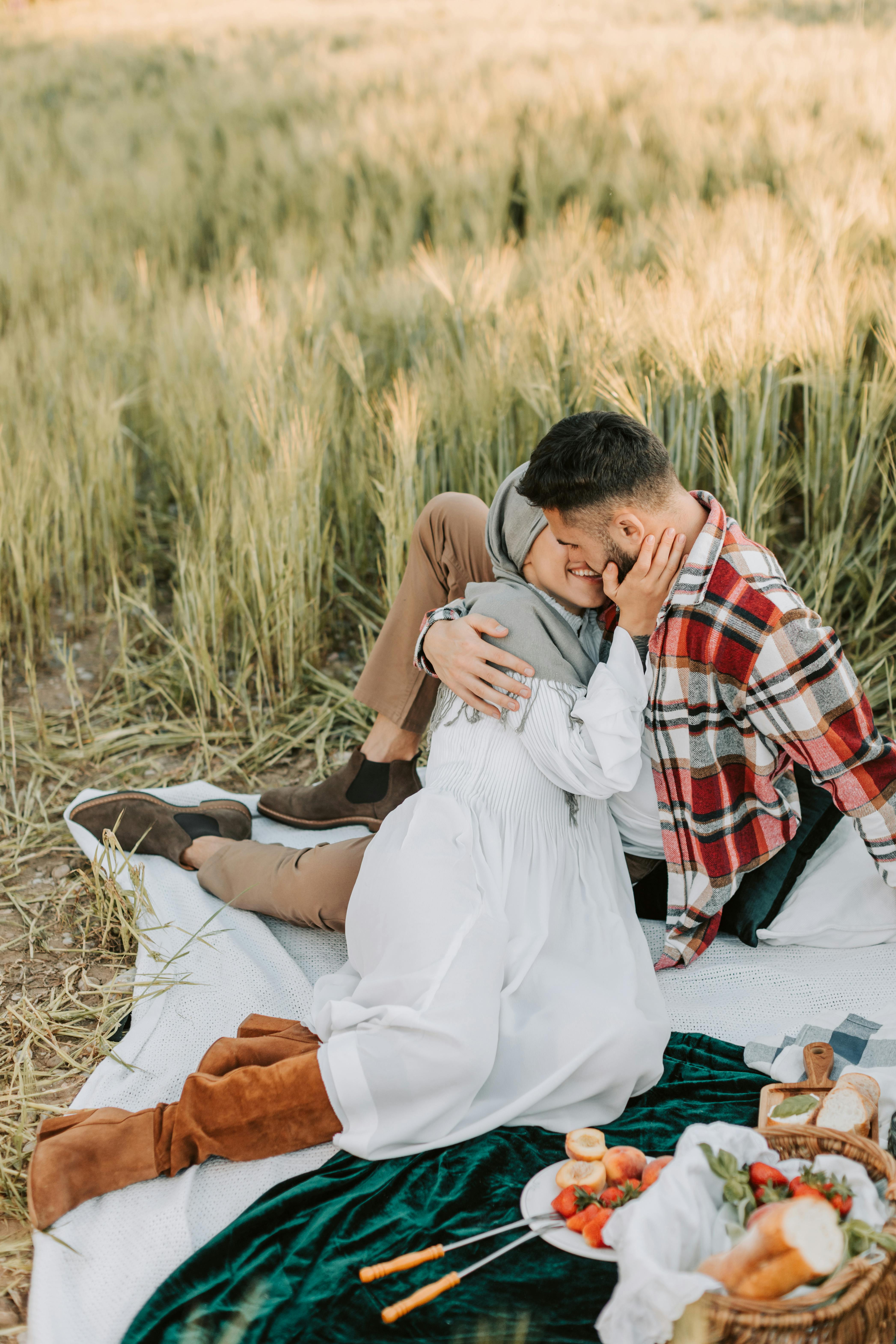Couple Picnic in Wheat Field