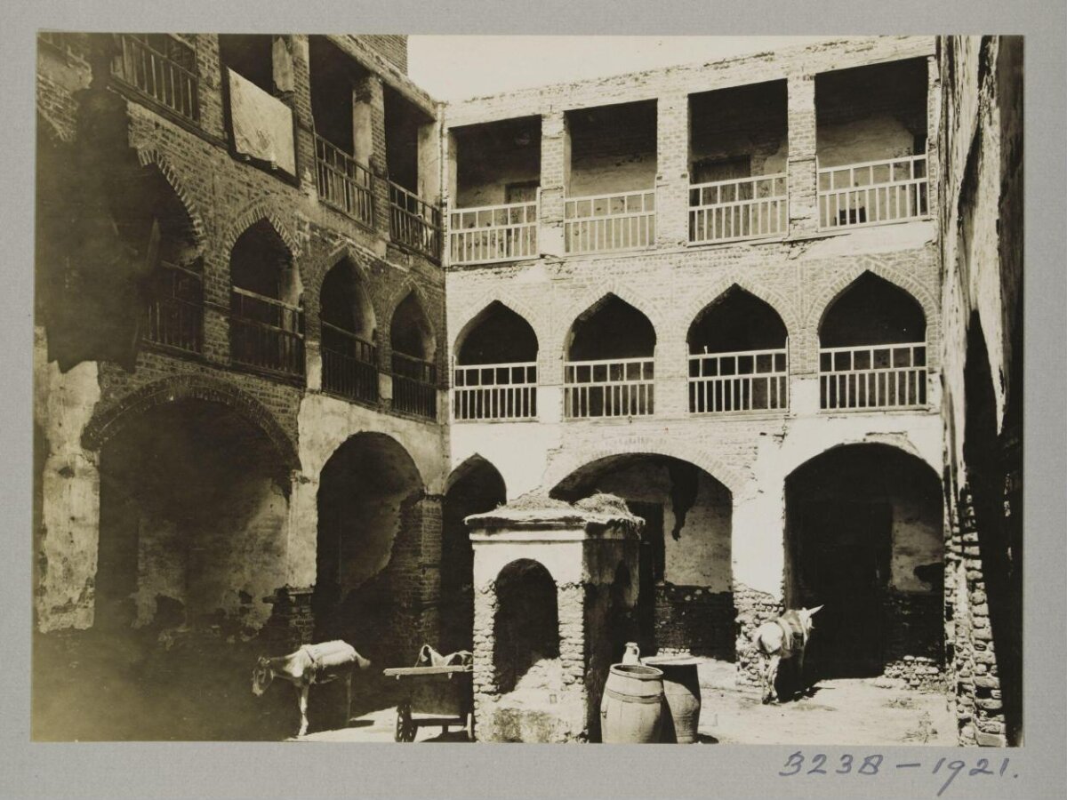 Old Photo of Arched Courtyard Building