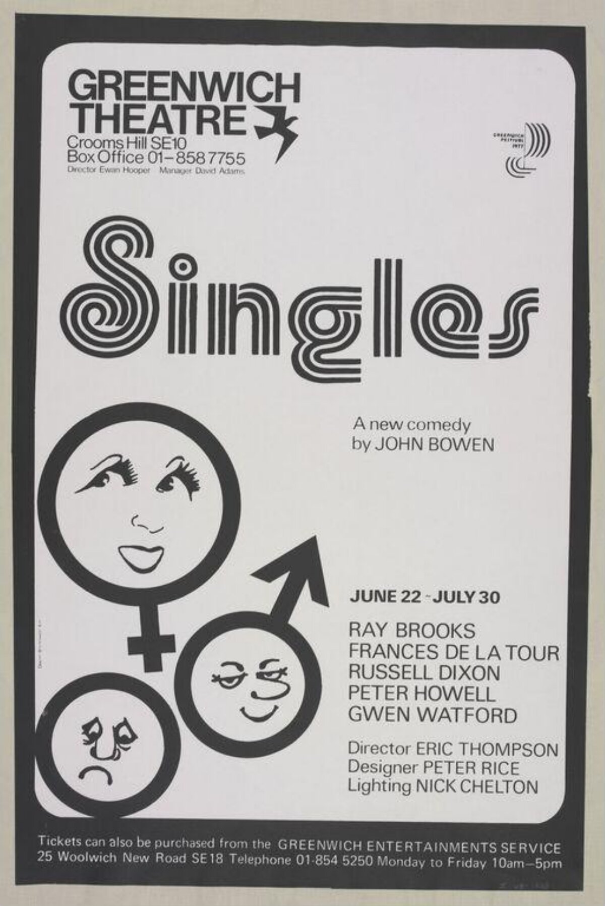 Greenwich Theatre Singles Play Poster