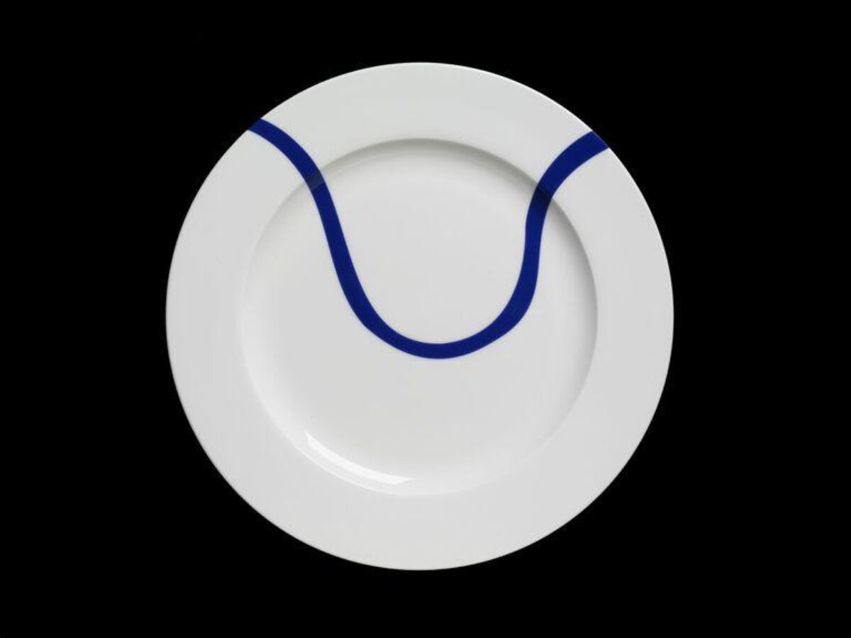 White Ceramic Plate with Blue Pattern