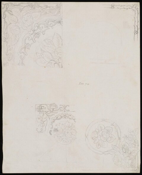 Pencil Sketches of Floral Decorative Designs