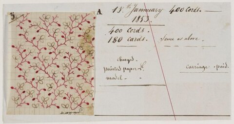 1853 Textile Pattern Sketch and Order Notes