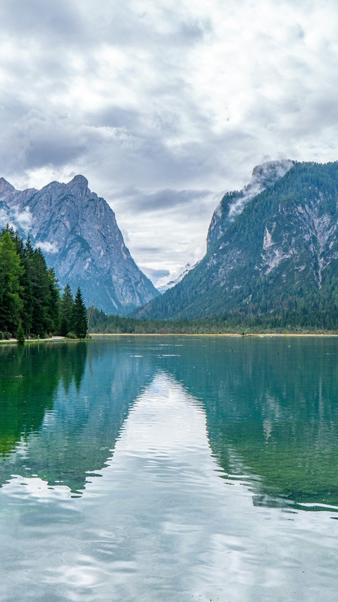 Mountain Lake Under Overcast Sky