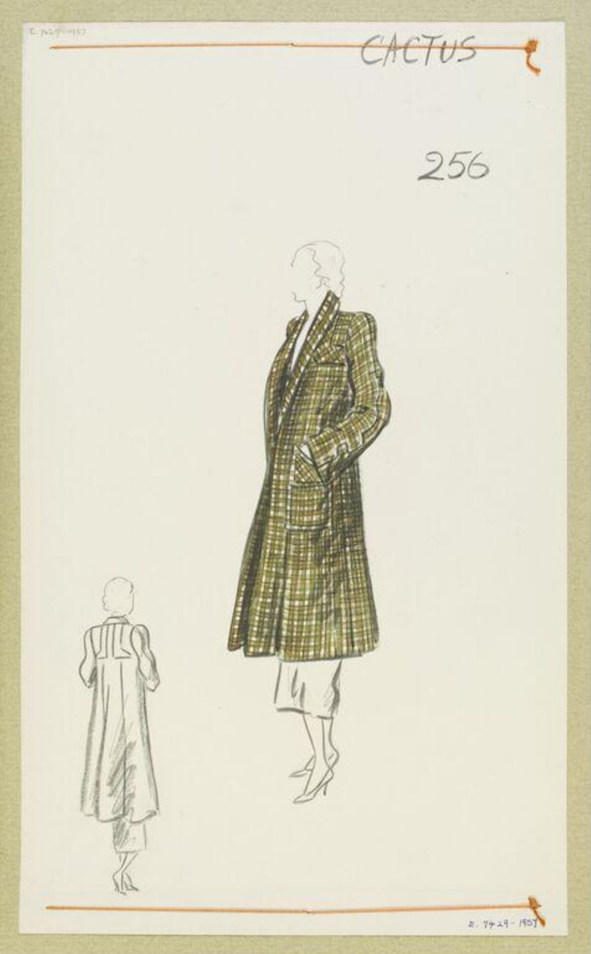 Vintage Checkered Coat Fashion Sketch — Business