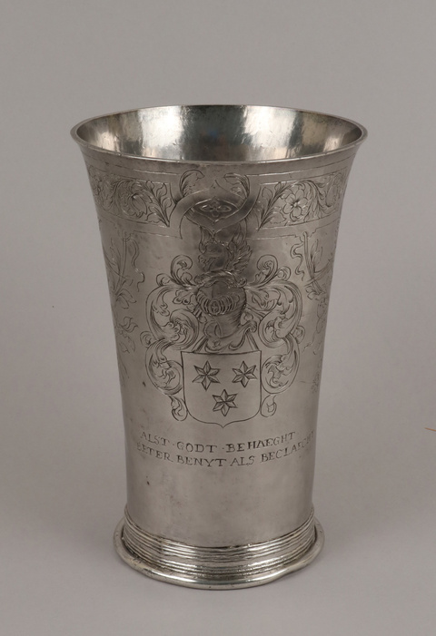 Engraved Antique Silver Beaker