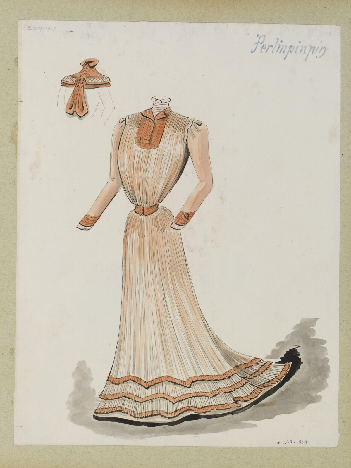 Vintage Dress Fashion Design Sketch